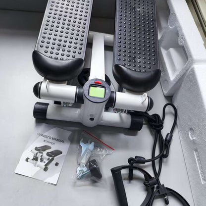 Mini Hydraulic Stepper Machine for Home Fitness, 11-Speed Adjustable Silent Climbing Stepper with Drawstring and Floor Mat